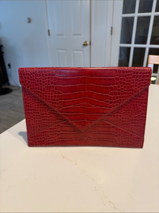 Banana Republic Handbags - Banana Republic Red Croc-Embossed Envelope Clutch